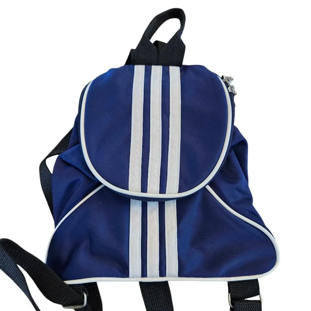 Adidas NWOT VINTAGE Mini Backpack Blue with Trefoil logo zipper pulls UNISEX